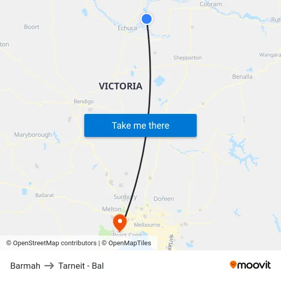 Barmah to Tarneit - Bal map