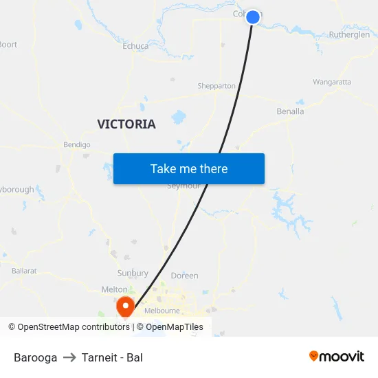 Barooga to Tarneit - Bal map