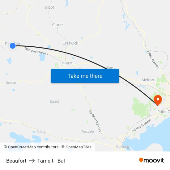 Beaufort to Tarneit - Bal map