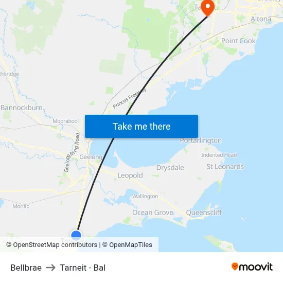 Bellbrae to Tarneit - Bal map