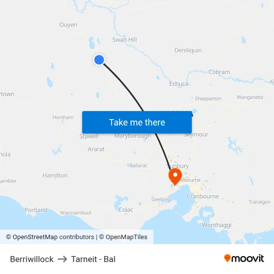 Berriwillock to Tarneit - Bal map