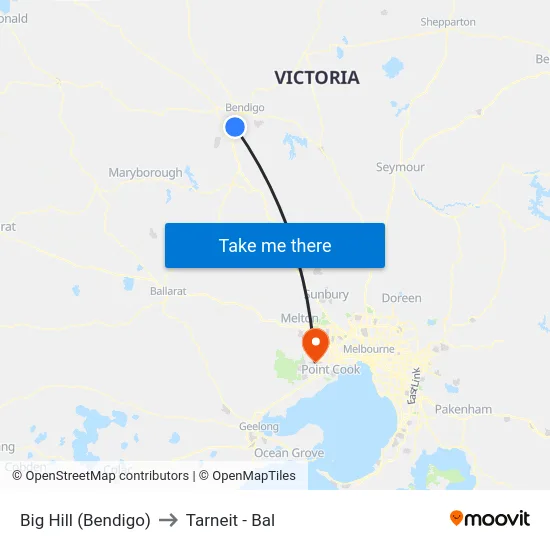 Big Hill (Bendigo) to Tarneit - Bal map