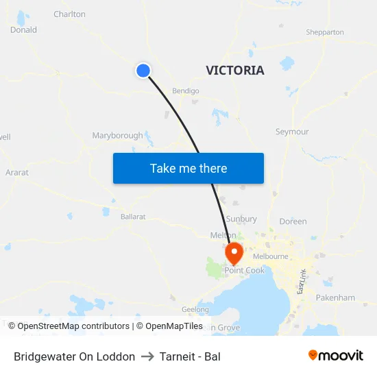 Bridgewater On Loddon to Tarneit - Bal map