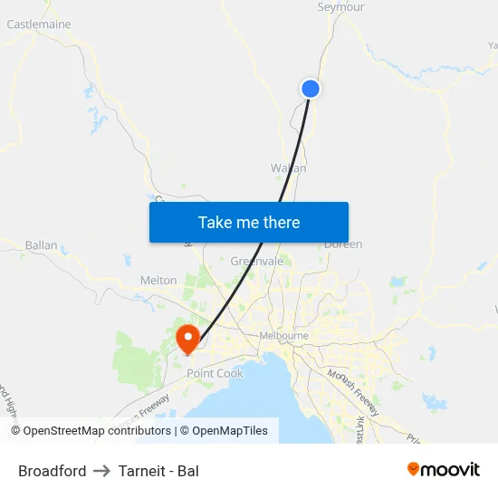 Broadford to Tarneit - Bal map