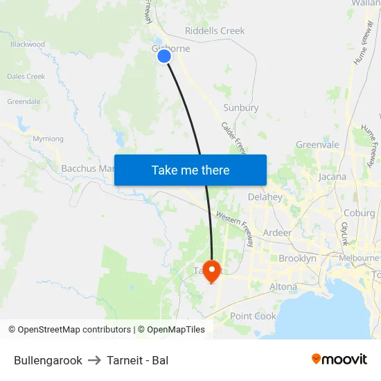 Bullengarook to Tarneit - Bal map