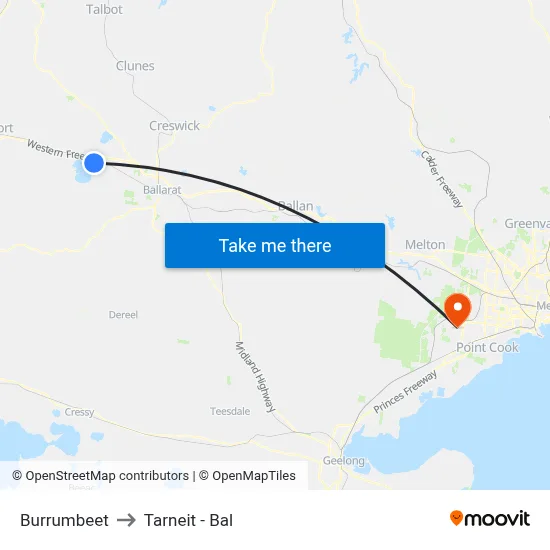 Burrumbeet to Tarneit - Bal map