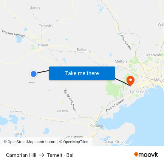Cambrian Hill to Tarneit - Bal map
