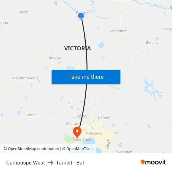 Campaspe West to Tarneit - Bal map
