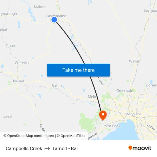 Campbells Creek to Tarneit - Bal map