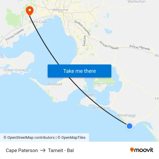 Cape Paterson to Tarneit - Bal map