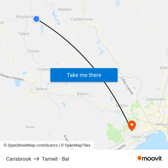 Carisbrook to Tarneit - Bal map