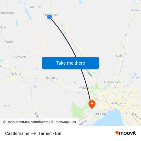 Castlemaine to Tarneit - Bal map
