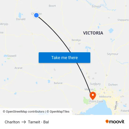 Charlton to Tarneit - Bal map