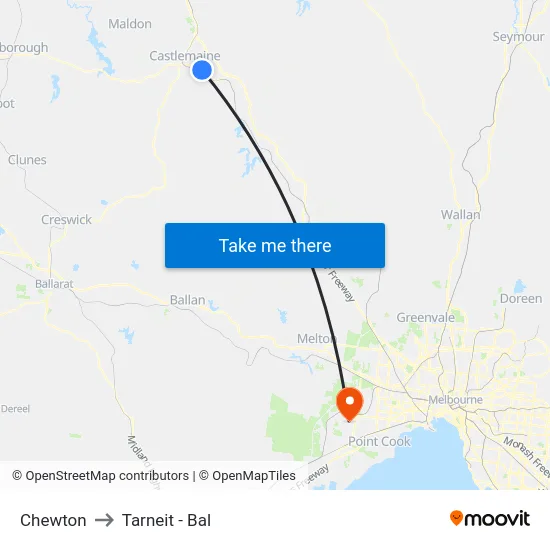 Chewton to Tarneit - Bal map