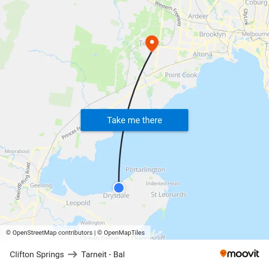 Clifton Springs to Tarneit - Bal map