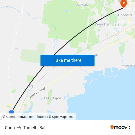 Corio to Tarneit - Bal map