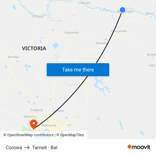 Corowa to Tarneit - Bal map