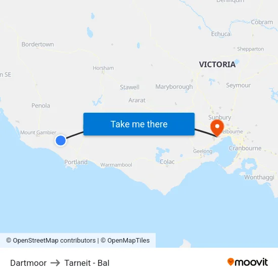 Dartmoor to Tarneit - Bal map