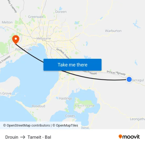 Drouin to Tarneit - Bal map