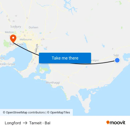 Longford to Tarneit - Bal map