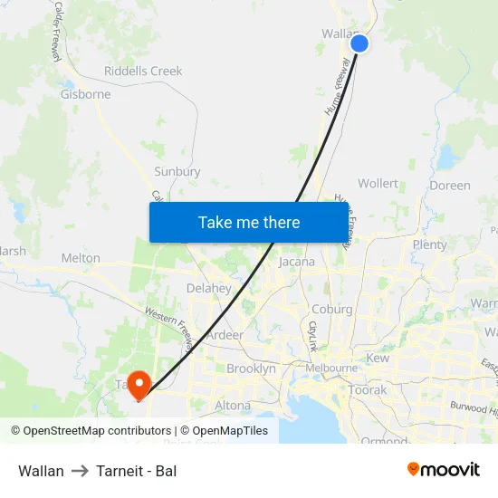 Wallan to Tarneit - Bal map