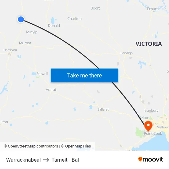Warracknabeal to Tarneit - Bal map