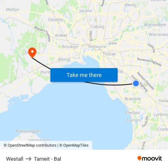 Westall to Tarneit - Bal map