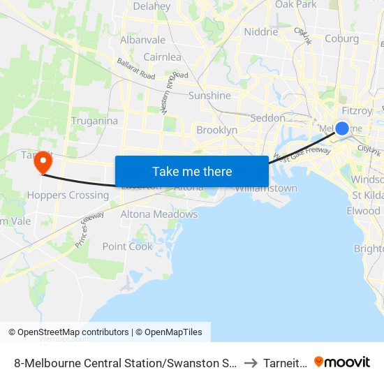 8-Melbourne Central Station/Swanston St (Melbourne City) to Tarneit - Bal map