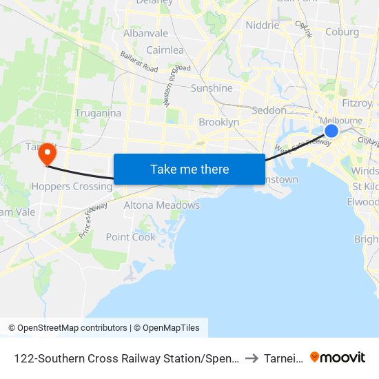 122-Southern Cross Railway Station/Spencer St (Melbourne City) to Tarneit - Bal map