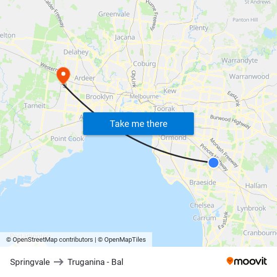 Springvale to Truganina - Bal map