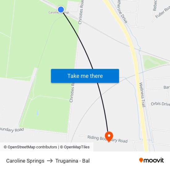 Caroline Springs to Truganina - Bal map