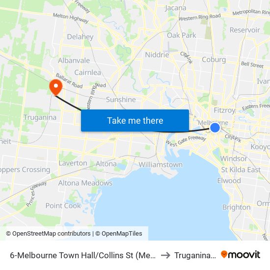 6-Melbourne Town Hall/Collins St (Melbourne City) to Truganina - Bal map