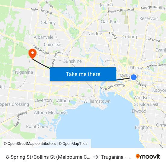 8-Spring St/Collins St (Melbourne City) to Truganina - Bal map