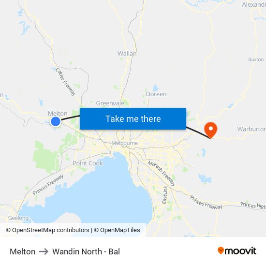 Melton to Wandin North - Bal map