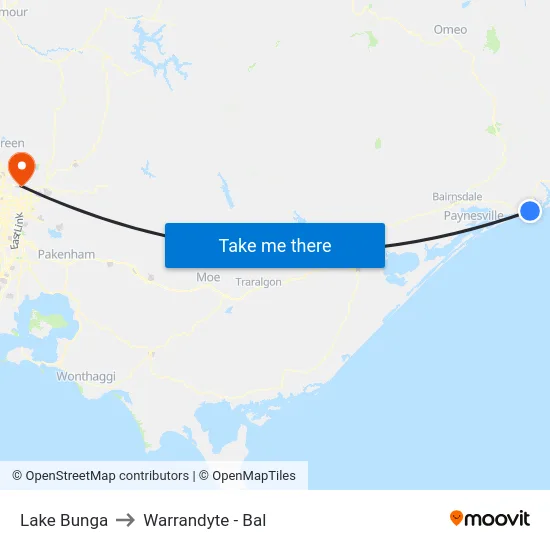 Lake Bunga to Warrandyte - Bal map