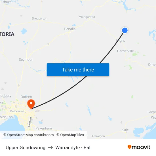 Upper Gundowring to Warrandyte - Bal map