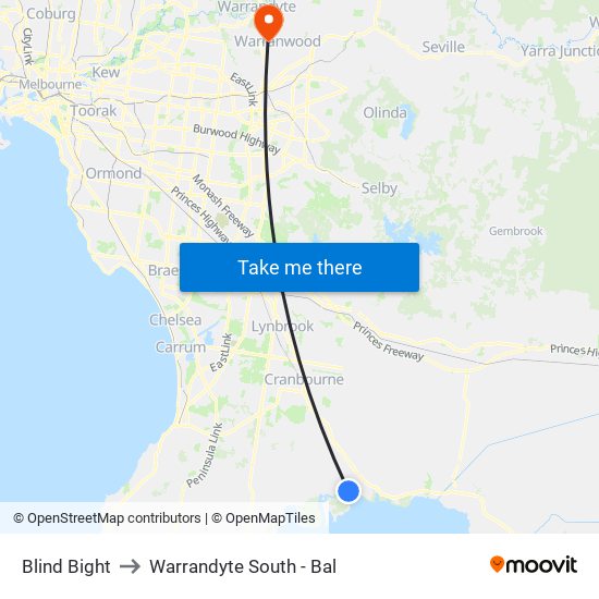 Blind Bight to Warrandyte South - Bal map