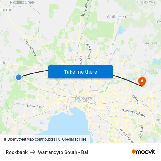 Rockbank to Warrandyte South - Bal map