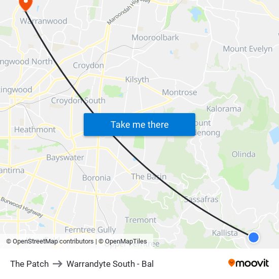 The Patch to Warrandyte South - Bal map