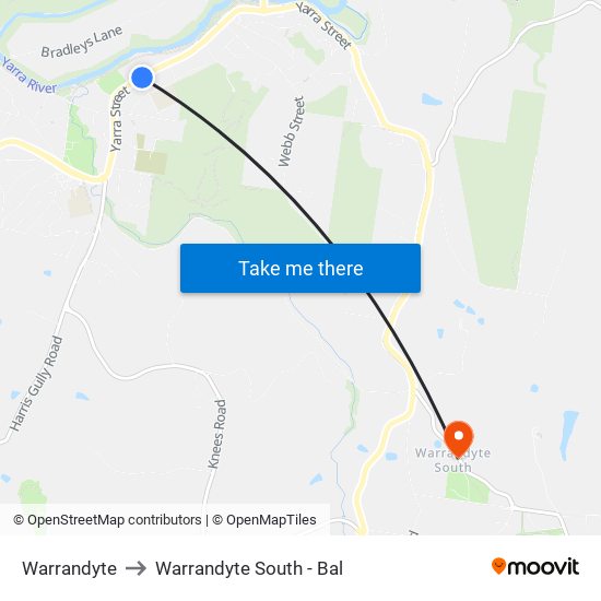 Warrandyte to Warrandyte South - Bal map