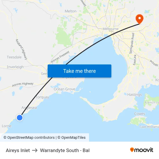Aireys Inlet to Warrandyte South - Bal map
