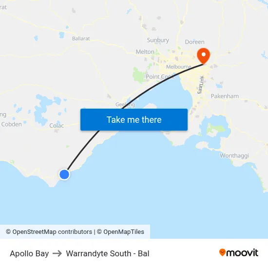 Apollo Bay to Warrandyte South - Bal map