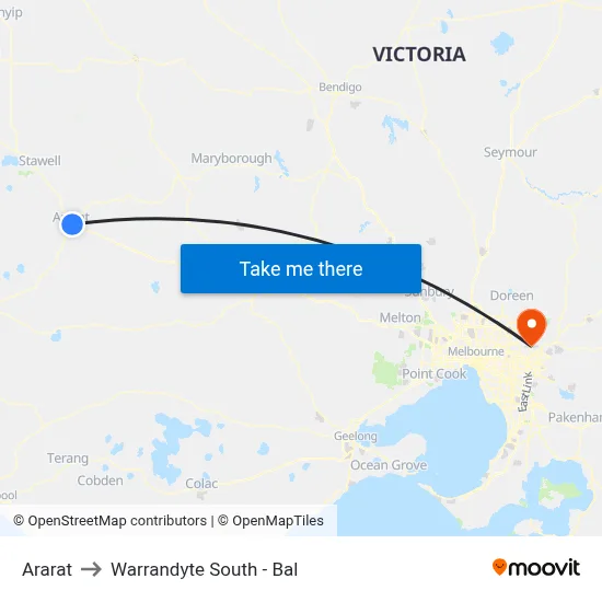 Ararat to Warrandyte South - Bal map