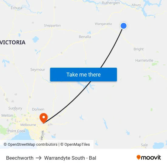 Beechworth to Warrandyte South - Bal map