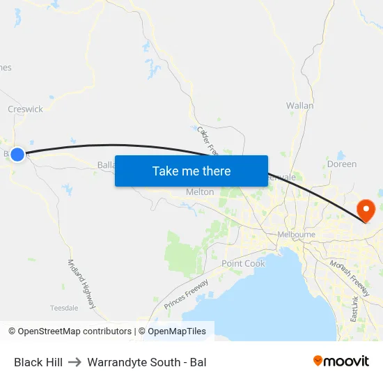 Black Hill to Warrandyte South - Bal map