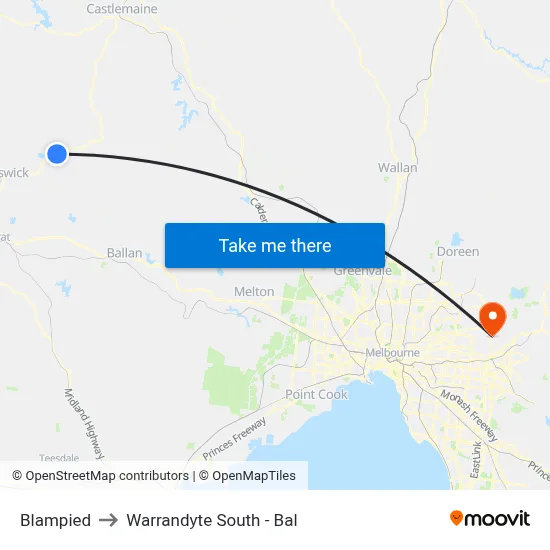 Blampied to Warrandyte South - Bal map
