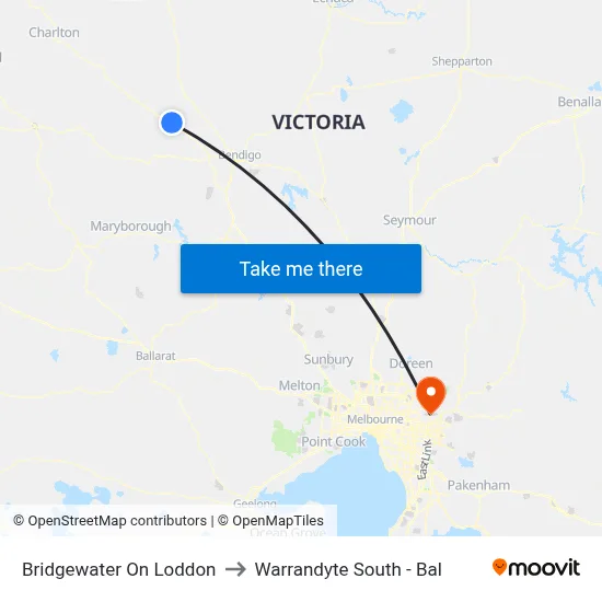 Bridgewater On Loddon to Warrandyte South - Bal map