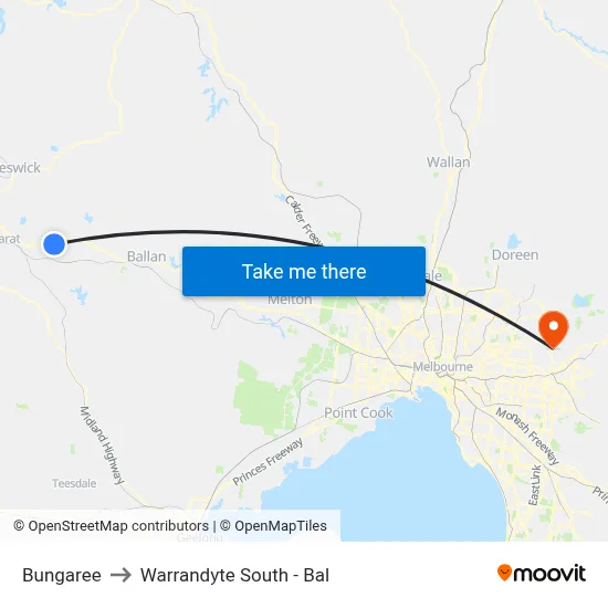 Bungaree to Warrandyte South - Bal map