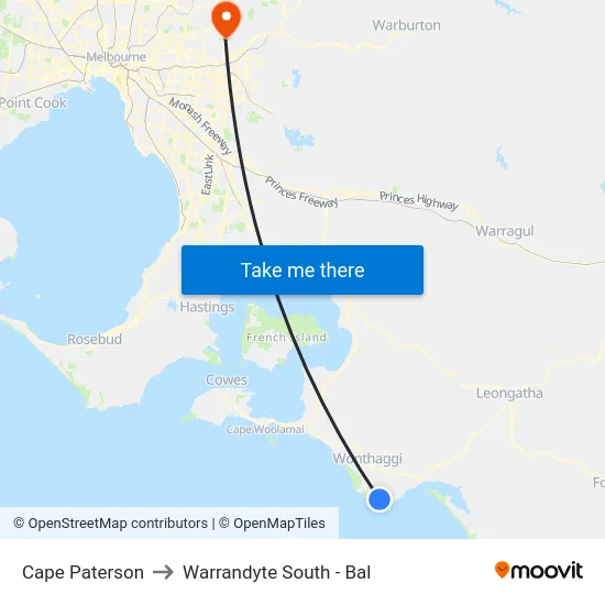 Cape Paterson to Warrandyte South - Bal map