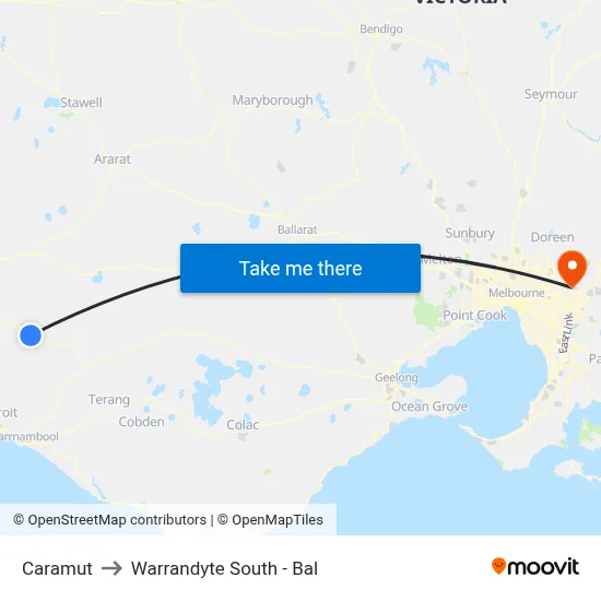 Caramut to Warrandyte South - Bal map